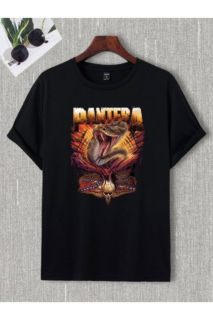 donamod Unisex Oversize Pantera Metallıca Iron Madıen Black