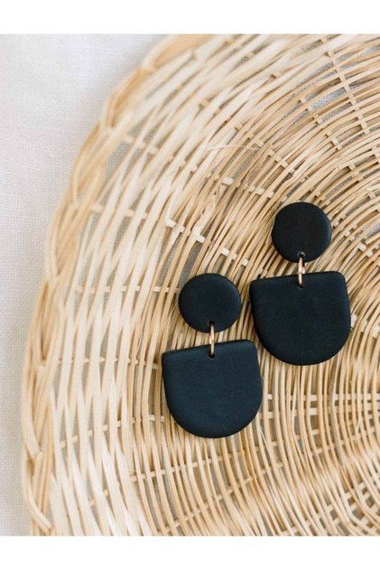 Black Bohemian Style Non-Throw Colored Polymer Earrings