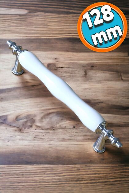 Porcelain White Chrome 128 mm Handles Furniture Kitchen Cabinet Drawer Cupboard Door Handle Handle