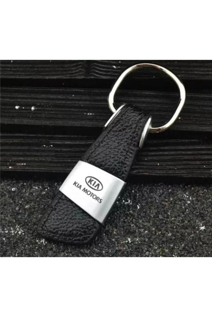 Metal Leather Keychain with Kia Logo