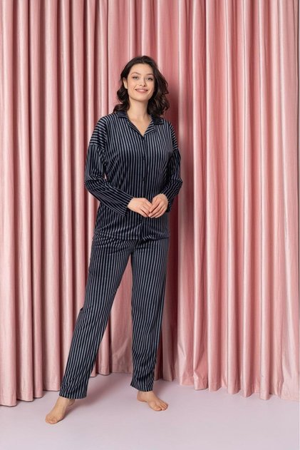 Women's Velvet Front Buttoned Pajamas Set NEW SEASON