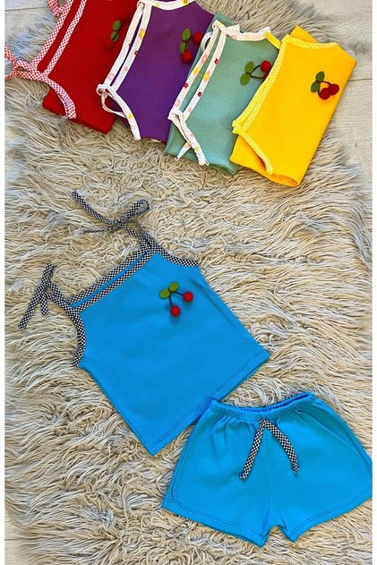 Ribbed Ribbed Shorts with Adjustable Straps, 2-Piece Set