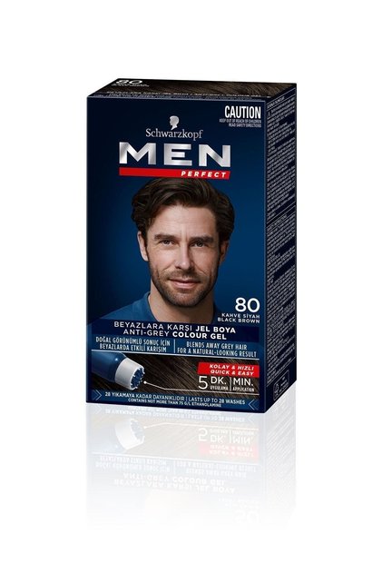 Men Perfect Beyazlara Karşı Etkili Jel Saç Boyası Kahve Siyah 80 50 Ml