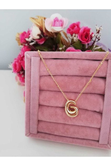 Gold Balloon Letter G Necklace, Initial Necklace