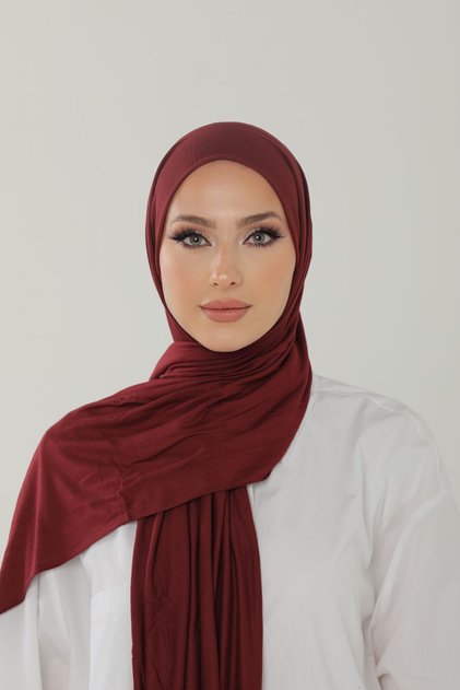 Claret Red Luxury Combed Cotton Shawl - Women's Hijab Jersey Hijab Lycra Shawl