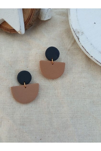 Black Brown - Flat Model Non-Tarnish Sports Earrings