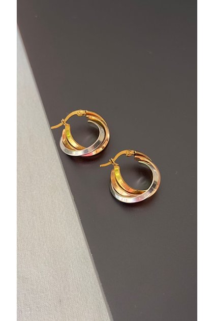 Bold Model Steel Mix Hoop Earrings