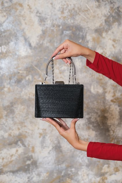 Women's Black Laserround Evening Dress Bag