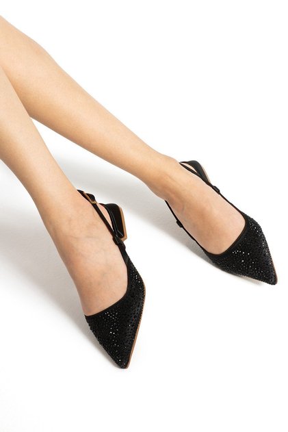 Lisa women's black rhinestone ballet flats