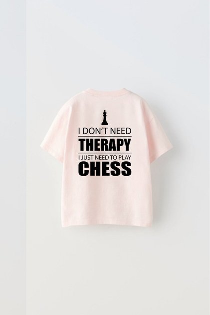 I Don'T Need Therapy I Just Need to Play Chess Written King Design Printed Pink Kids T-Shirt