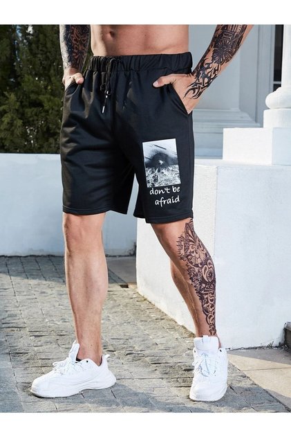 Black Men's Printed Shorts