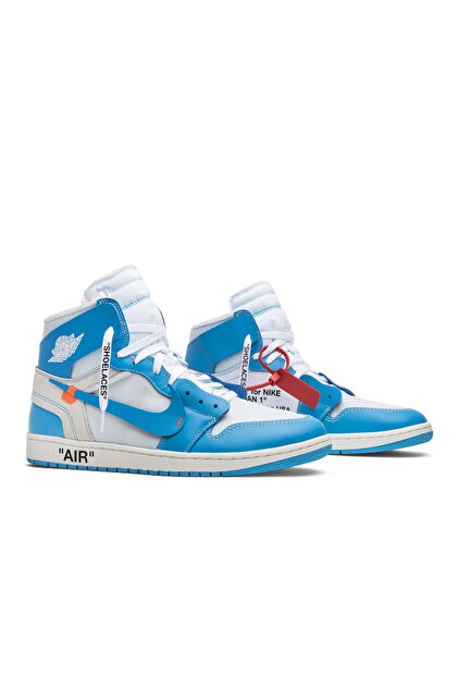 確実正規品！OffWhite Air Jordan 1 High UNC Nike Air Jordan 1 Retro High Off-White University Blue - Fiyatı