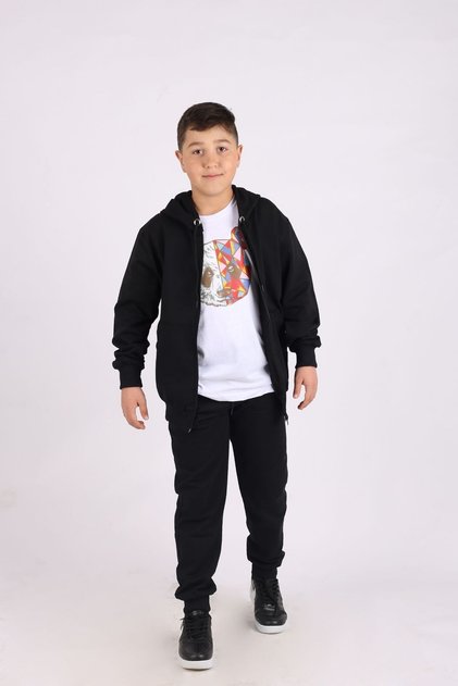 Zippered Suit-Panda Printed T-Shirt -3-Piece Set Boys' Tracksuit Set