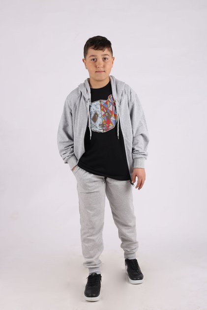 Zippered Suit-Panda Printed T-Shirt -3-Piece Set Boys' Tracksuit Set