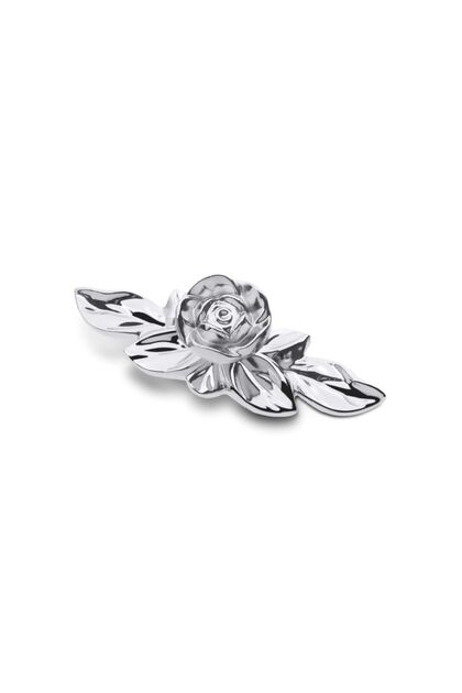 Rose Decorative Country Button Handle Chrome