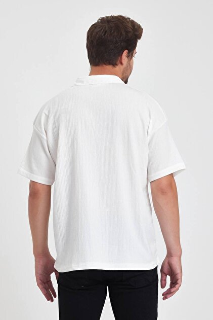 Gambocci Erkek Oversize Triko Düğmesiz Polo Yaka T-shirt - Fiyatı