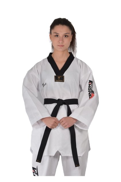 Haşado Taekwondo Müsabaka Elbisesi Siyah Yaka Elbise Fitilli Kumaş