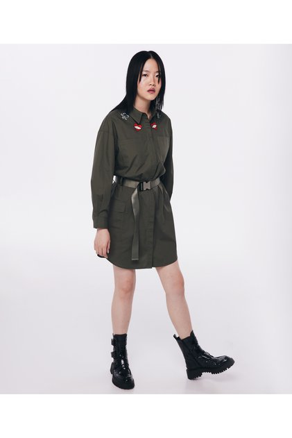 Khaki Woven Dress