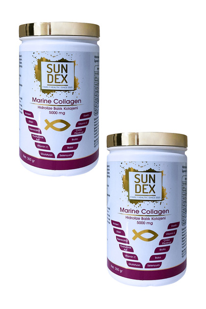 2-Pack Marine Collagen Hydrolyzed Fish Collagen, Glycine, Elastin, Hyaluronic Acid 300 Gr