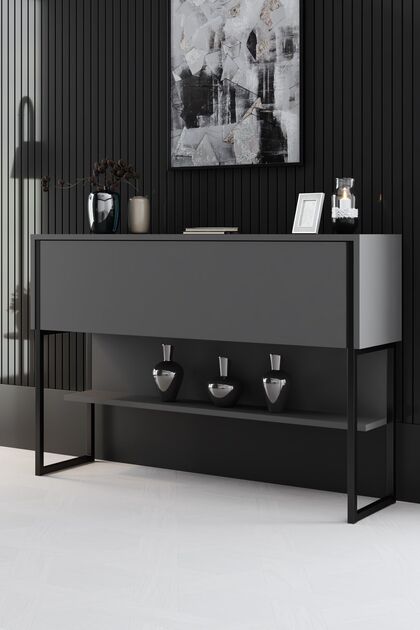 LUXE DRESUAR DEMİR AYAKLI SİYAH ANTRASİT