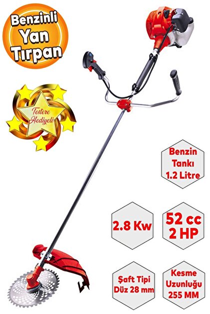Rodex RDX9635 Benzinli Yan Tırpan Çim Ot Biçme Kesme 52cc/2,8 KW