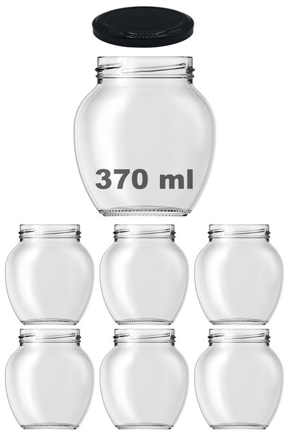 370 ml Metal Black Canning Lid 370 Cc Transparent Snow Globe Egg Glass Jar 6 Pieces