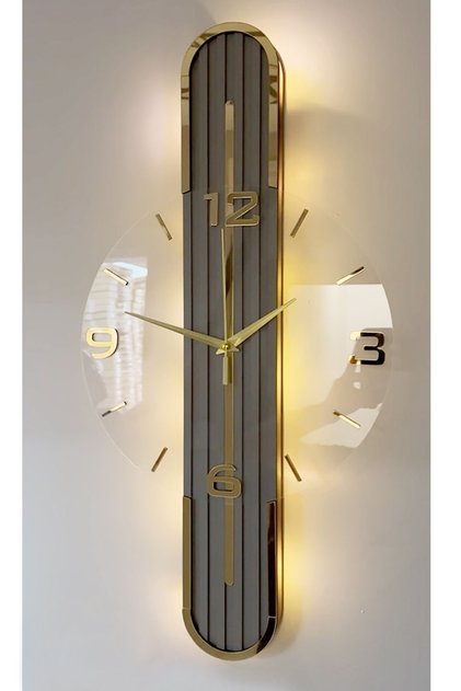 Stylish Design-aynalı-65cm-pilli Led-sessiz Mekanizma Ant-ant-sarı Tr Rakam