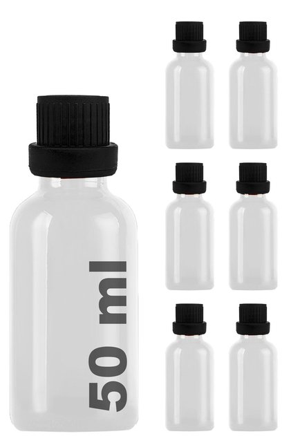 50 ml Clear Leakproof Black Cap 50 Cc White Glass Bottle, 6 Pieces