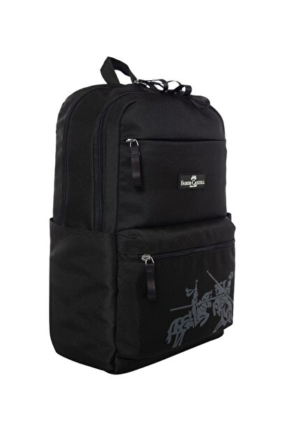 Faber Castell Classic Backpack siyah 4 gözlü okul ve sırt çantası