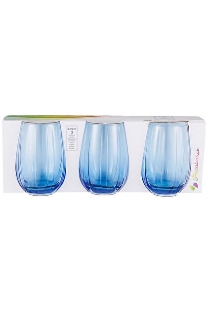 Set 3 Bicchieri Acqua Pasabahce Linka - Capacità 38 Cl, Colore Azzurro