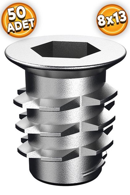 Metal Euro Dübel 8x13 M6 Çinko (50 Adet)