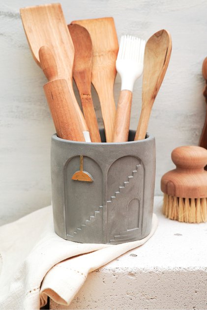 Nordic Countertop Upright Spoon Holder Gray