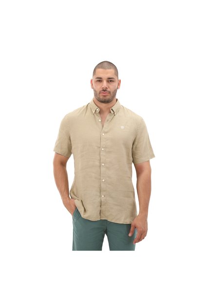 B0A2Dccdh41-R Timberland Linen Short Sleeve Shirt Men's T-Shirt Khaki