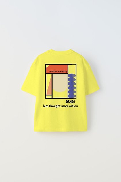 Updated Simplicity Written Pattern Design Printed Yellow Kids T-Shirt