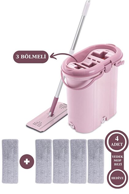 Flora F404 3 Bölmeli Trio Temizlik Seti 14lt, 4 Adet Yedek