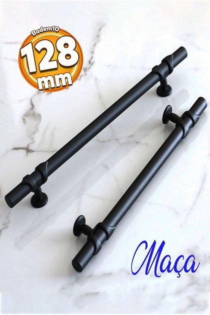 Maça (PREMİUM) Siyah Metal 128 Mm-12,8 Cm Mobilya Mutfak Çekmece Dolabı Dolap Kulpları Kulbu Kulpu