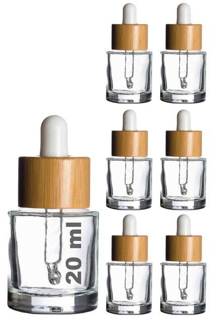20 ml Şeffaf Cam Damlalıklı Serum Şişesi 20 Cc Bambu Kapaklı Ahşap Dropper Cam Şişe Ahşap 6 Adet