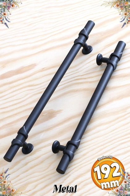 Maça (PREMİUM) Siyah Metal 192 Mm-19.2 Cm Mobilya Mutfak Çekmece Dolabı Dolap Kulpları Kulbu Kulpu