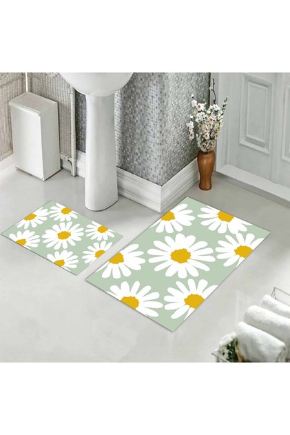 Patterned Printed Bath Mat Set - Soft and Durable and Machine Washable