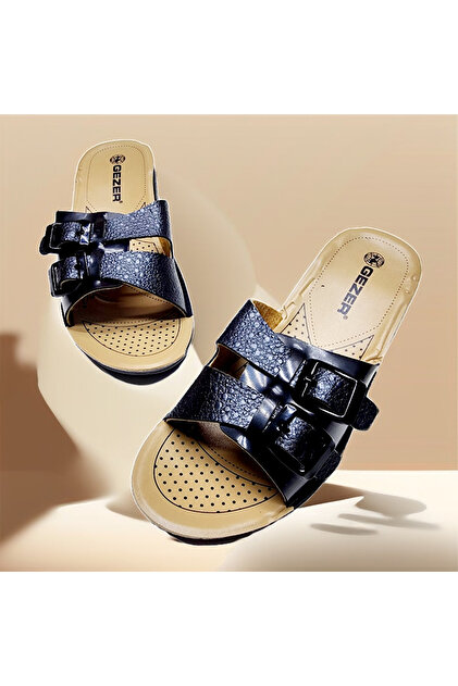 Daily Double Buckle Adjustable Shiny Home and Outdoor Slippers