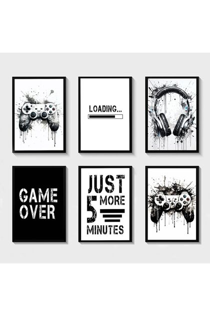 Oyuncu Odası Ve Gamerlar Özel Olarak Tasarlanmıştır , 6'Parça Çerçeve Görünümlü %100 MDF Tablo Seti