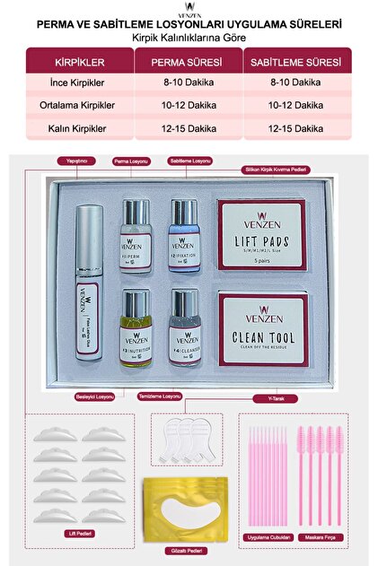 ラス1 韓国セービング　セット Venzen 2in1 Lash Lift, Kirpik Lifting Seti, Kirpik Perma ve Kaş