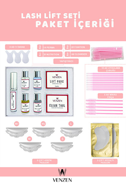 ラス1 韓国セービング　セット Venzen 2in1 Lash Lift, Kirpik Lifting Seti, Kirpik Perma ve Kaş