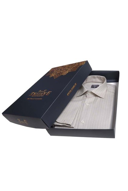 Cream Striped French Double Cuff Shirt