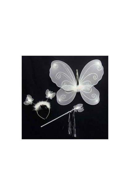 White Butterfly Wing Set for Children, 3 Pieces, 3-8 Years Old Fun Play Material