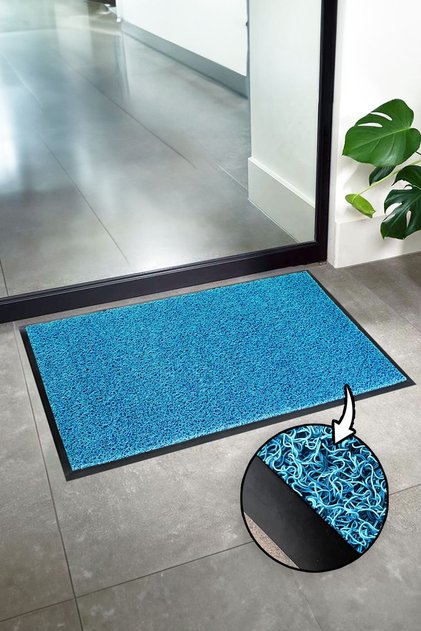 Rampalı curly apartment and business entrance doormat turquoise