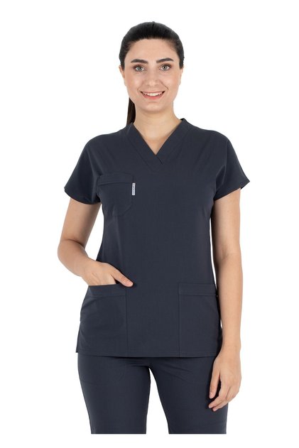 Scrubs Flex Lycra Anthracite Thin Fabric Bat Sleeve Surgical Doctor Nurse Jersey Set
