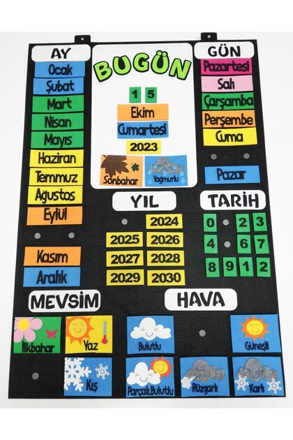 Takvim Interaktif - Siyah (KEÇE EĞİTİM MATERYALİ)
