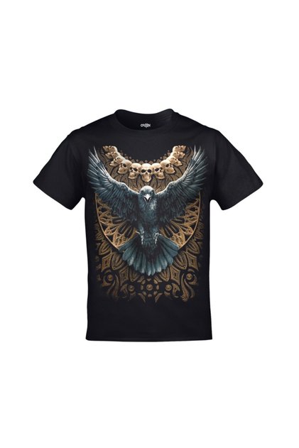 Skull Eagle Printed Unisex Black Tshirt