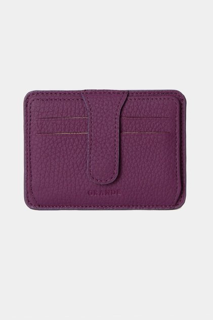 3607 Genuine Real Leather Women Men Card Holder Wallet Purple